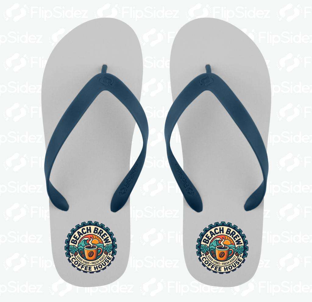 Logo on Solid Color Flip Flops