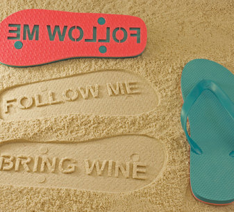 Follow Me Bring Wine Flip Flops