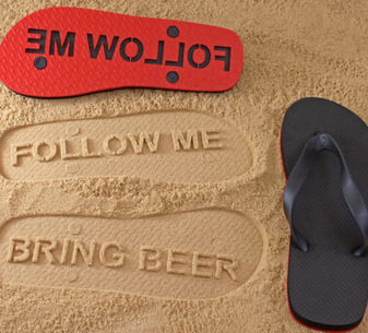 Follow Me Bring Beer Flip Flops