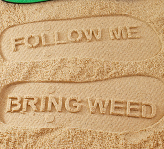 Follow Me Bring Weed Flip Flops