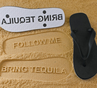 Follow Me Bring Tequila Flip Flops