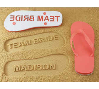 bride and groom flip flops personalized