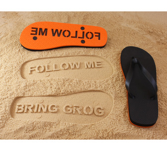 Follow Me Bring Grog Flip Flops