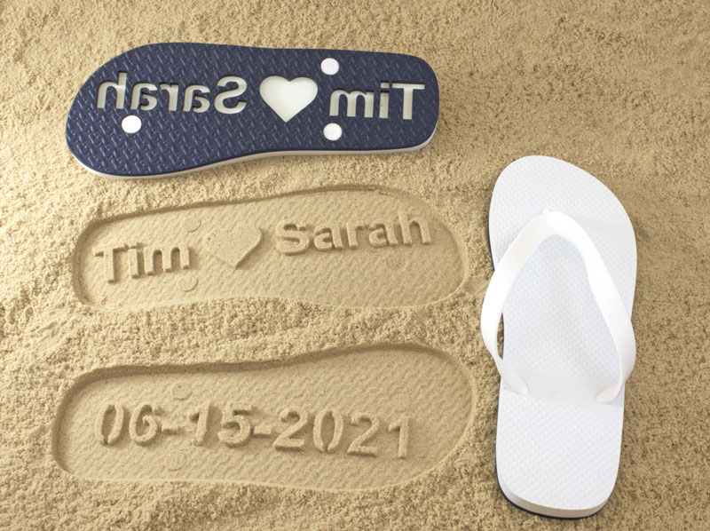 Names with heart sand imprint